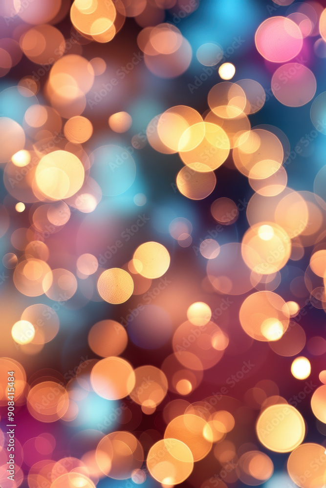 Poster vibrant bokeh lights in various colors creating a dreamy abstract background perfect for festive and