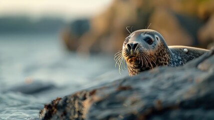 Close-up portrait of seal with pearl earring and mischievous glint.
