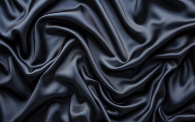 Obraz premium Luxurious, smooth, and shiny dark fabric with beautiful folds creating an elegant and sophisticated texture, perfect for backgrounds or design elements.