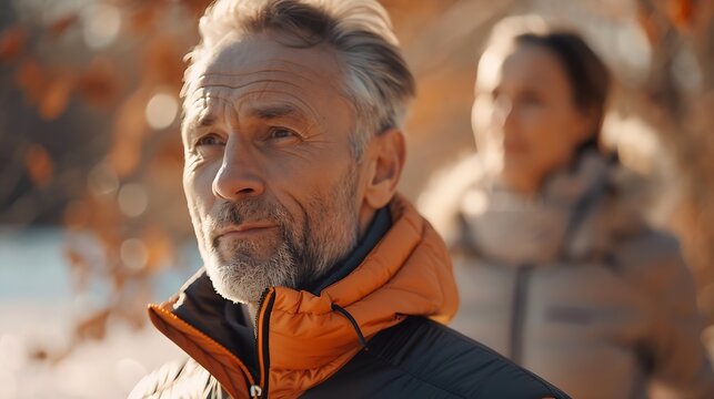 Cardio training Close up of energetic fit sportsman spending morning in park and jogging together with wife Active pensioners taking care of health and doing regular physical activitie : Generative AI