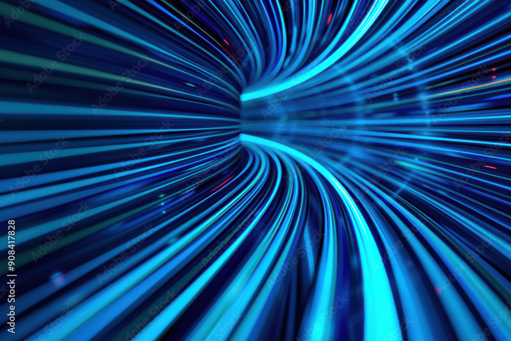 Aufkleber abstract blue lines in motion create a dynamic tunnel effect, symbolizing speed and technology in a 