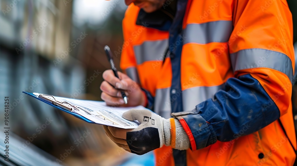 Poster Builder inspection consultancy Inspector checking material and structure in construction : Generative AI