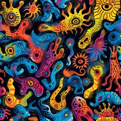 Abstract Cosmic Creatures Pattern