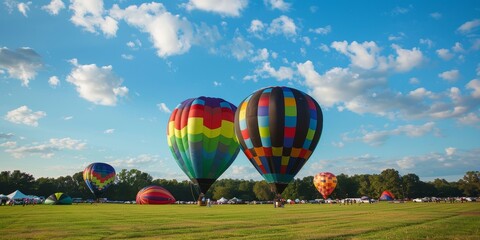 Obraz premium A photo of a colorful hot air balloon festival