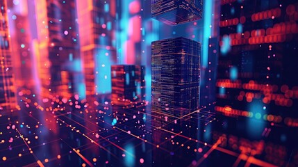 Abstract shapes, business card background, digital, development, programming, city, server, website www, web design