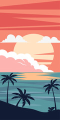 Obraz premium Sunset beach landscape vertical background