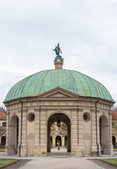 View of The Diana Temple (Dianatempel) in the Munich Hofgarten at the garden of the Munich Residenz. Copy space, Selective focus.