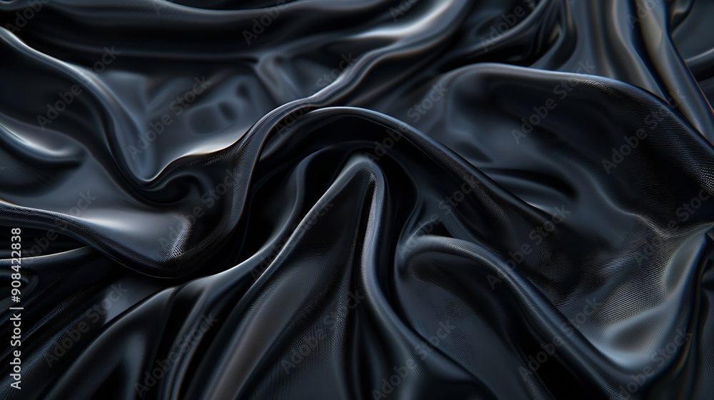 Fototapete black gray satin dark fabric texture luxurious shiny that is abstract silk cloth panorama background