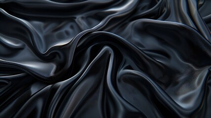 Fototapeta premium Black gray satin dark fabric texture luxurious shiny that is abstract silk cloth panorama background with patterns soft waves blur beautiful : Generative AI