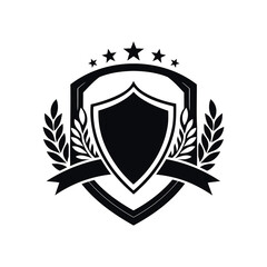 Obraz premium Modern silhouette crest design with shield and leaf vector art