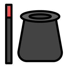 Magician Hat Icon in Filled Line Style