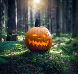 halloween pumpkin in the forest