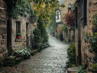 Traditional cobblestone street with historical significance