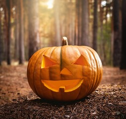halloween pumpkin on a tree