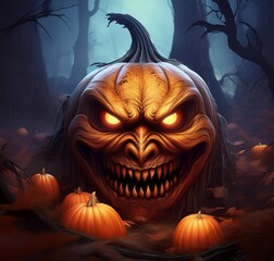 halloween pumpkin with bats