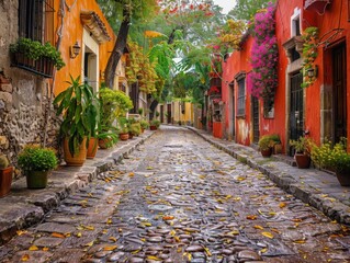 Traditional cobblestone street with historical significance