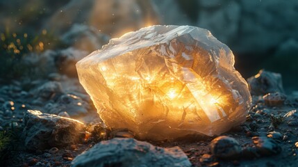 Translucent stone with partial light passing through