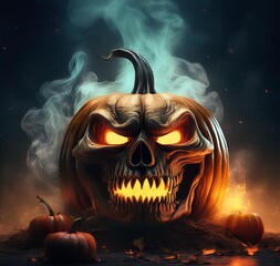 halloween pumpkin with bats