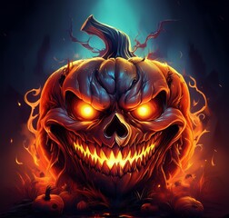 halloween jack o lantern with pumpkin