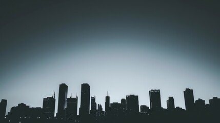 Fototapeta premium A city skyline silhouette against a gray sky.