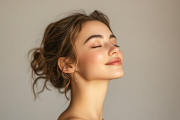 Fototapeta premium A close up of a girl's face with her eyes closed