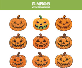 
Pumpkin vector design bundle for Halloween