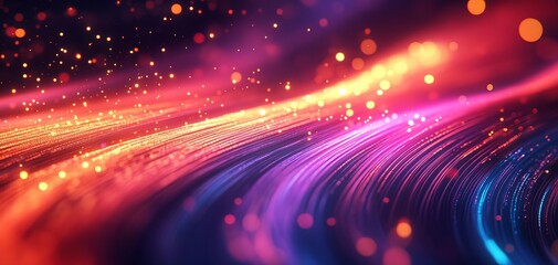 Obraz premium An abstract depiction of data packets coursing through fiberoptic cables, symbolizing high-speed internet and seamless connectivity.