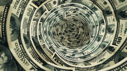 A spiral of US $100 bills.