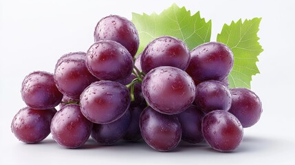 Fototapeta premium A juicy grape clipart, fruit element, 3D illustration, realistic, isolated on white background