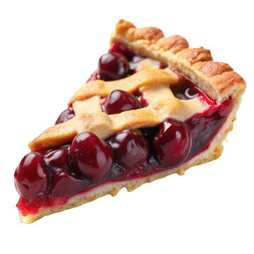 Luscious slice of cherry pie isolated on transparent background