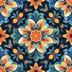 Ornamental Floral Pattern in Vibrant Colors
