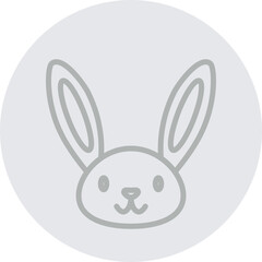 Rabbit Vector Line Grey Circle Grey