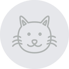 Cat Vector Line Grey Circle Grey