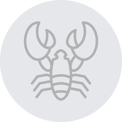 Crayfish Vector Line Grey Circle Grey
