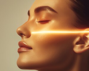Pico laser beam on the skin, glowing effect, Pico laser, skin resurfacing innovation