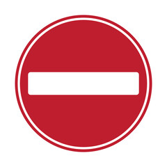 Circle Round sign do not enter, prohibition with stop palm hand gesture in red isolated label