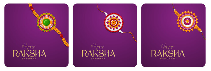 Happy Raksha Bandhan Social Media Post, Banner, Poster, Greeting Card, Template Sale Banner for  Brother and Sister Bond Celebration Illustration