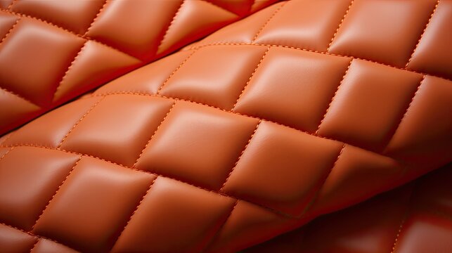 Abstract peach fuzz retro vintage sofa textile fabric texture background - Upholstered velours velvet furniture in the classic style of stiching rhombus with button, diamond quilted, seamless  