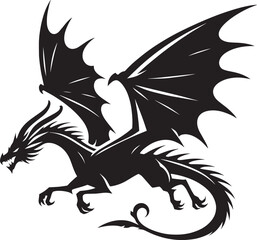 Dragon Silhouette isolated on white background Minimalist Dragon vector shape icon
