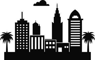 city skyline silhouette illustration black and white