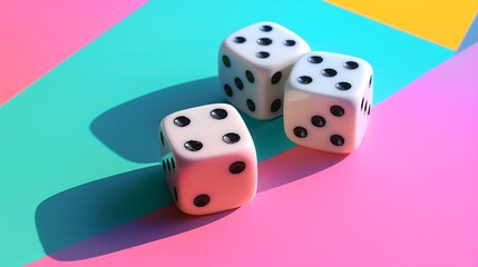A picture of ludo dice isolated on colorful background