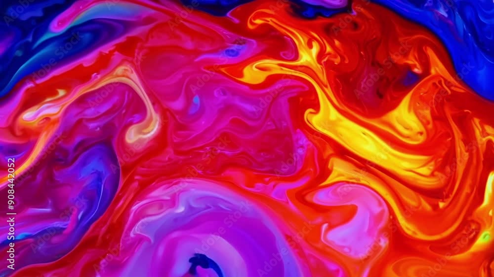 Poster intense streams of wax flow and collide in a vibrant lava lamp.