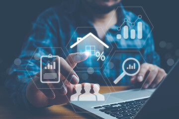 Real estate investment concept. home insurance and real estate protection. Real estate investment concept. buy house, interest rate, Investment planning, business real estate.