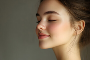 Fototapeta premium A close up of a girl's face with her eyes closed