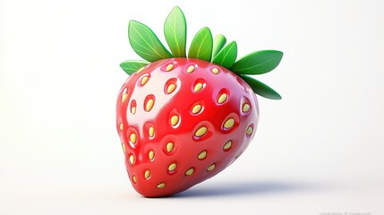 Fototapeta premium A juicy strawberry clipart, fruit element, 3D illustration, realistic, isolated on white background