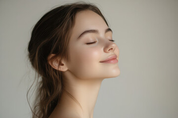 Fototapeta premium A close up of a girl's face with her eyes closed