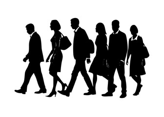 Stylish Group Walking Silhouettes: Ideal for Creative Graphics and Decor