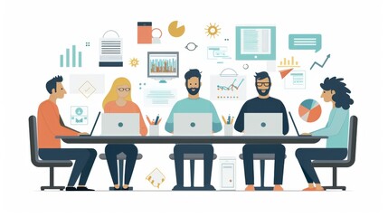 Teamwork and Collaboration in a Modern Office Setting