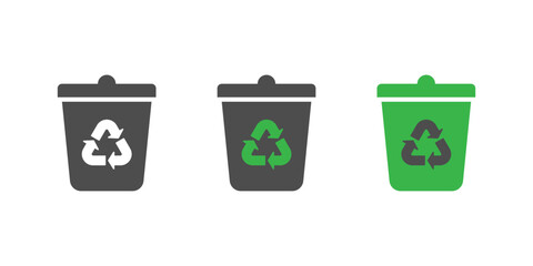 recycle bins vector icon with recycle symbol, isolated on white background