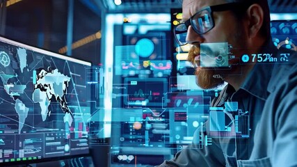 IT specialist utilising a desktop PC - Powered by Adobe